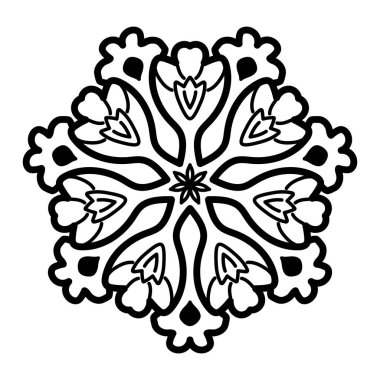 mandala. Vektör çizimi. siyah ve beyaz.