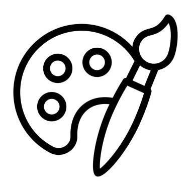 Boya fırçası ve palet. Basit resimleme