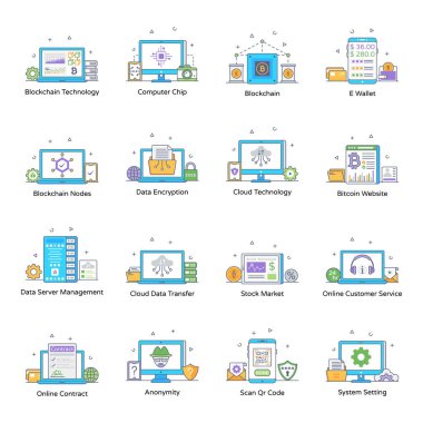 Web tasarımı için vektör simgeleri kümesi 