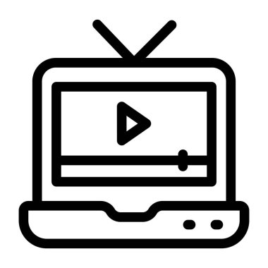 video simgesi vektörü. Ana hatlarıyla müzik aleti işareti. izole edilmiş sınır sembolü çizimi