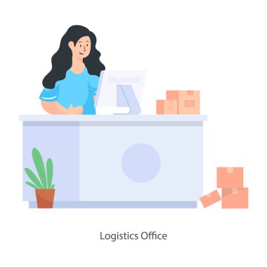 Dizüstü bilgisayarı olan kadın vektör çizimi