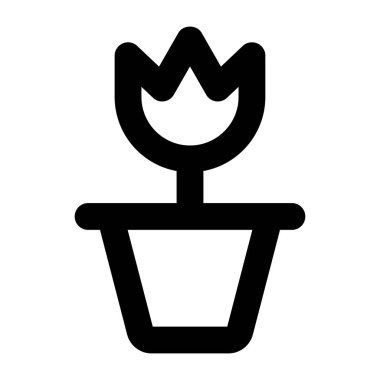 çiçek saksısı simgesi, vektör illüstrasyonu