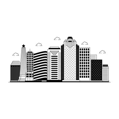 Gökdelenleri ve binaları olan şehir silüeti