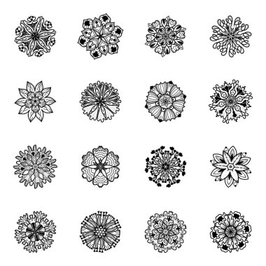 Siyah ve beyaz mandala desenleri. vektör illüstrasyonu.