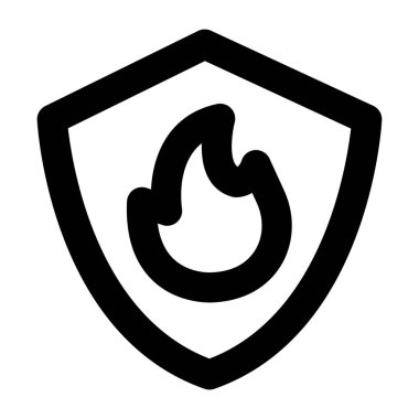 Alev simgesi olan kalkan, vektör illüstrasyonu