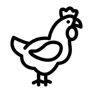 Şirin horoz simgesi, siyah vektör çizimi, el çizimi çizimi tasarım