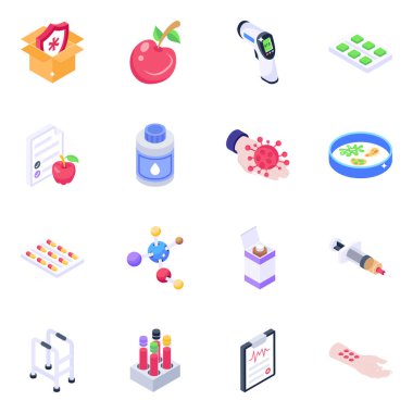 Modern b ve teknoloji simgelerinin vektör çizimi. Web için eczane ve ilaç stoku sembolü koleksiyonu.