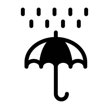 Şemsiye ikonu. Beyaz arkaplanda siyah bir tabela var. vektör illüstrasyonu