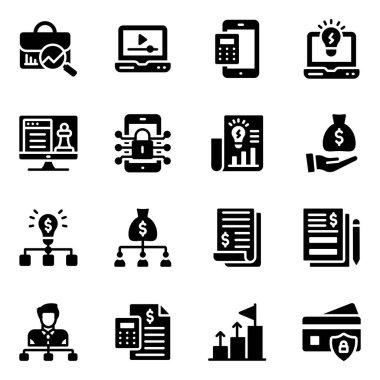 Web ve mobil uygulamalar için iş ve finans hattı simgeleri