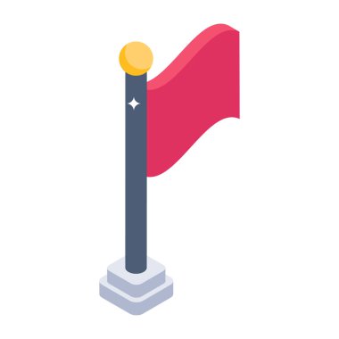 Bayrak simgesi. Yol sembolü illüstrasyonunun izometriği. beyaz arkaplanda izole