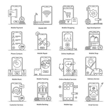 Web tasarımı için vektör simgeleri kümesi 
