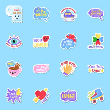 şirin karalama simgeleri seti, vektör çizimi