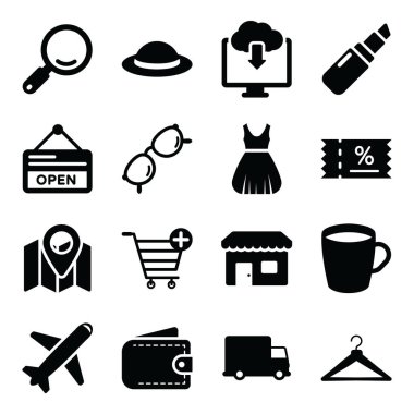 Beyaz arkaplanda modern düz vektör simgeleri kümesi 