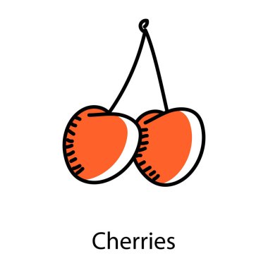 Kırmızı ve beyaz kirazların vektör çizimi