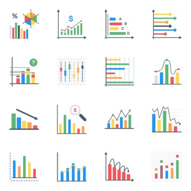 İş ve finans simgelerinin vektör illüstrasyonu