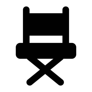 Yönetmen koltuğu ikonu. Beyaz arkaplanda izole edilmiş web tasarımı için video kamera vektör simgelerinin basit çizimi