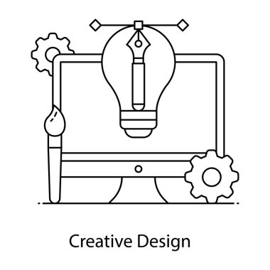 Dizüstü bilgisayarlı bir ampulün sürekli çizimi
