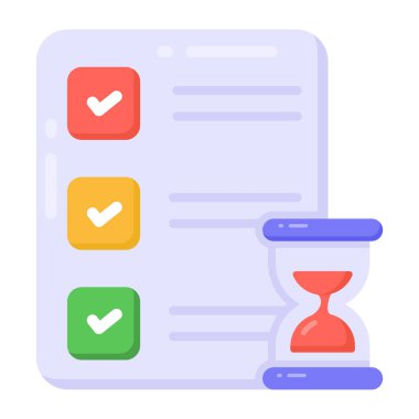 kontrol listesi ve belge düz simgesi, vektör illüstrasyonu