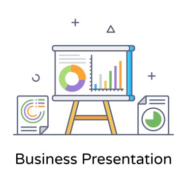 iş sunumu düz simge, vektör illüstrasyonu