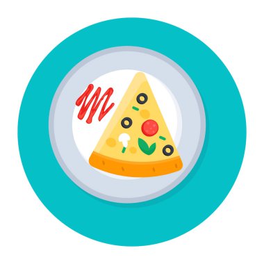 Pizza ikonu. Web için peynir vektör simgelerinin düz çizimi