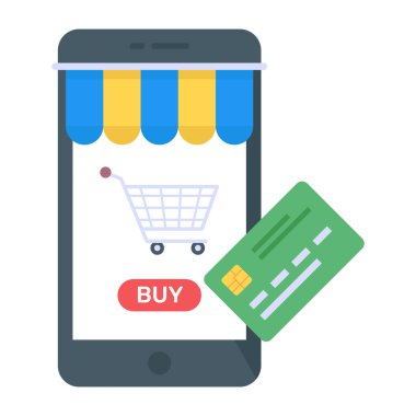 mobil bankacılık düz vektör simgesi