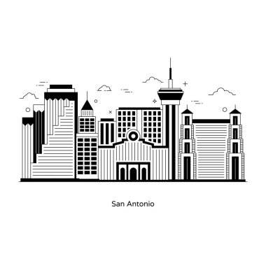 Modern mimari ve arka planın vektör çizimi