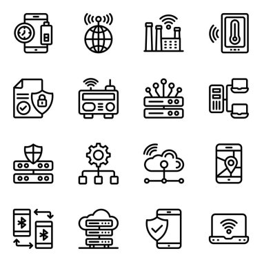 Seo modern ve teknoloji simgelerinin vektör illüstrasyonu