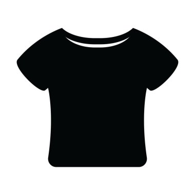 Tişört simgesi, siyah ve beyaz renk çizimi.