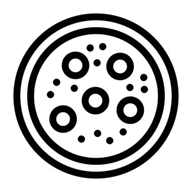 Pizza ikonu. Web için yuvarlak düğme vektör simgelerinin özet çizimi