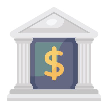 Banka binası ikonu. Vektör illüstrasyonu