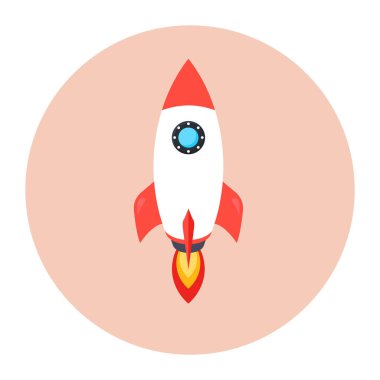 Roket ikonu. Düz dizayn. vektör illüstrasyonu.