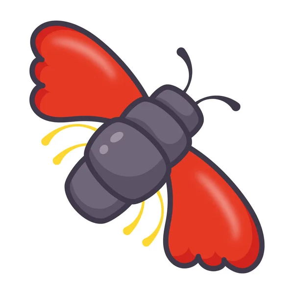 Cute Bug Red Wings Icon — Stock Vector