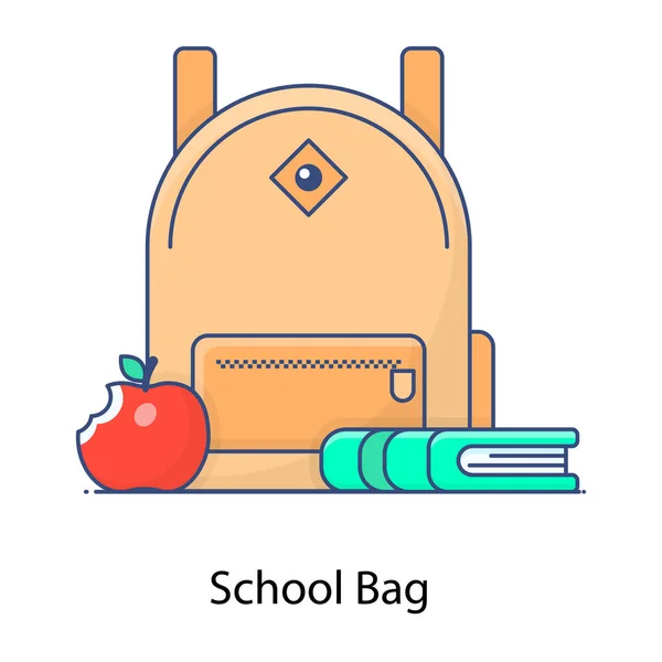 Schoolbenodigdheden Met Apple Vector Illustratie — Stockvector