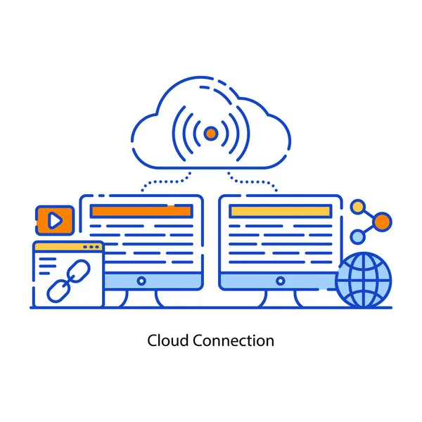 Computación Nube Concepto Tecnología Ilustración Vectorial — Vector de stock