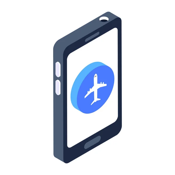 Cellulare Con Icona Aeroplano Isolato Sfondo Bianco Concetto Viaggio Turismo — Vettoriale Stock