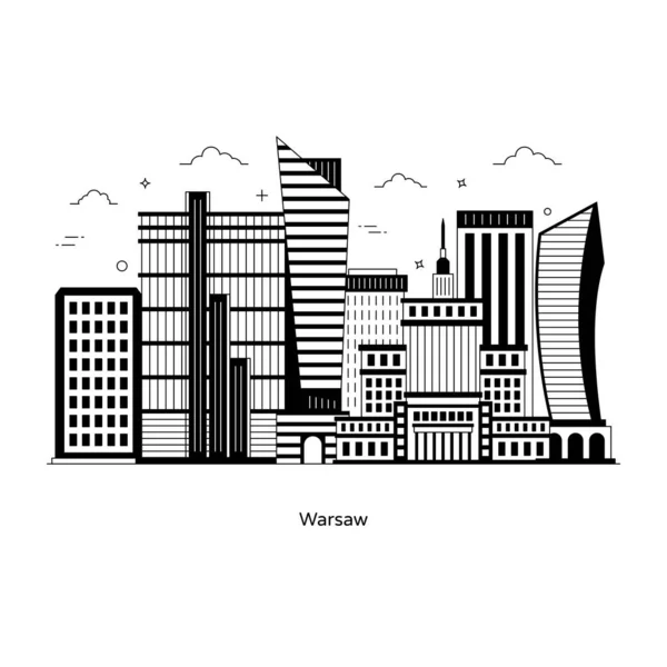 Vektorillustration Von Stadtbild Und Skyline Mit Wolkenkratzern — Stockvektor