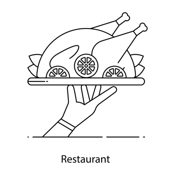 Χέρι Κρατώντας Ένα Φαγητό Στο Δίσκο — Διανυσματικό Αρχείο