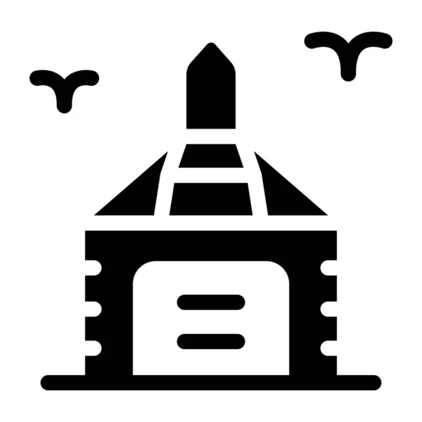 Budynek Kościoła Ilustracja Wektora Ikony Internetowej — Wektor stockowy