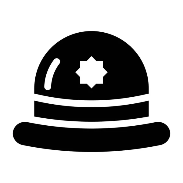 Icono Del Sombrero Policía Ilustración Blanco Negro — Vector de stock