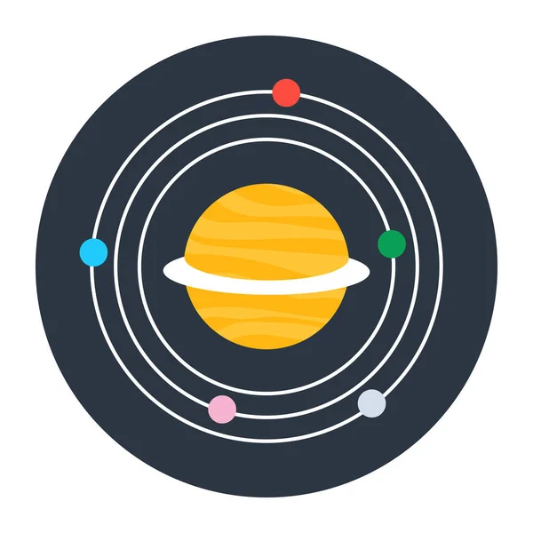 Planeta Saturno Icono Ilustración Plana Del Símbolo Del Vector Del — Vector de stock