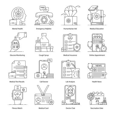 Eğitim, bilim, araştırma ve diğer vektör çizgisi simgeleri.