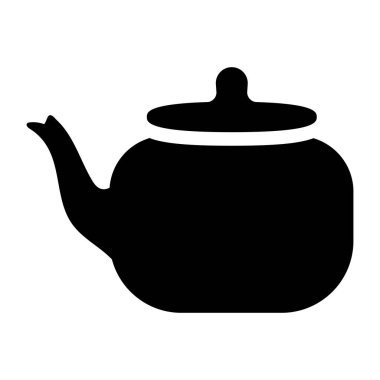 Çaydanlık ikonu. siyah ve beyaz vektör çizimi