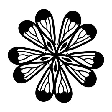 siyah ve beyaz soyut çiçek deseni, vektör illüstrasyonu