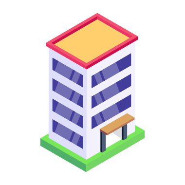 Bina simgesi. Şehir vektör sembolünün izometriği. beyaz arkaplanda izole