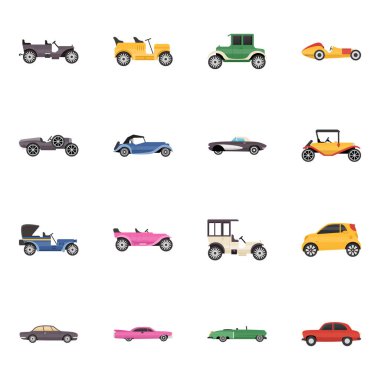 Modern vektör araba simgeleri seti. beyaz arkaplanda izole.