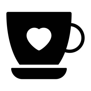 Kahve fincanı ikonu. siyah ve beyaz resimleme.