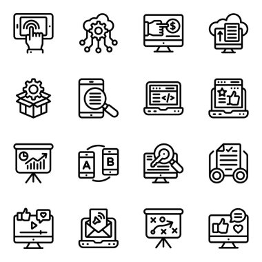 Beyaz arkaplanda modern düz vektör simgeleri kümesi 