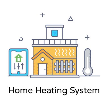 ev ısıtma sistemi, vektör çizimi