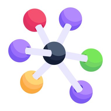 Molekül simgesi. Beyaz arkaplanda izole edilmiş molekül vektör simgelerinin düz çizimi