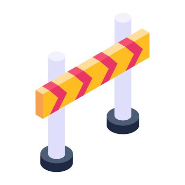 Yol bariyeri simgesi. Beyaz arkaplanda izole edilmiş web tasarımı için trafik konisi vektör simgelerinin izometriği